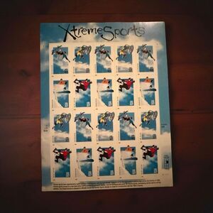 Scott ‘99 #3321 Extreme Sports Pane of 33 Cent Sticker Sheet of 20 Stamps UNUSED